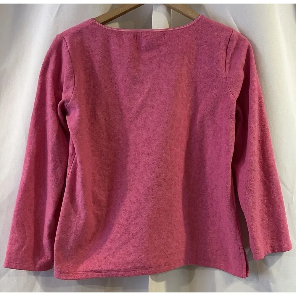 Victoria’s Secret Girly Pink Fleece Pajamas Leopard‎ Print Bow Size Small